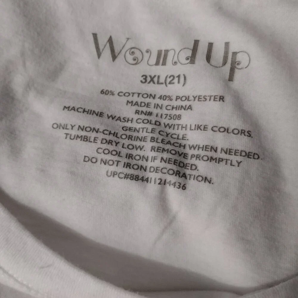 Wound Up Original No.1 Graphic Tee 3XL White Short Sleeve Casual T-Shirt NWOT - Picture 7 of 7